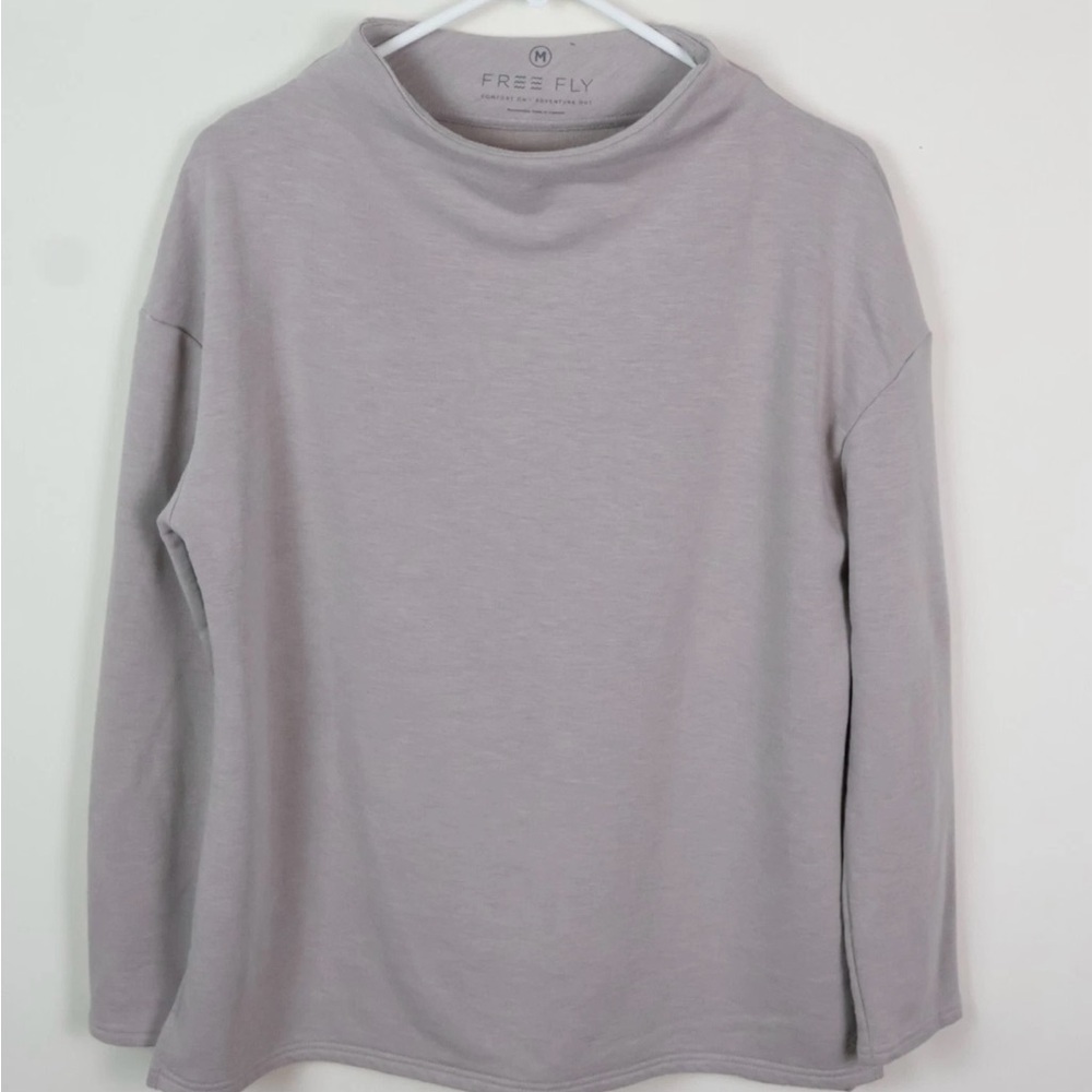 Free Fly Apparel Women's Heather Stone Bsmboo Thermal Fleece Mockneck M